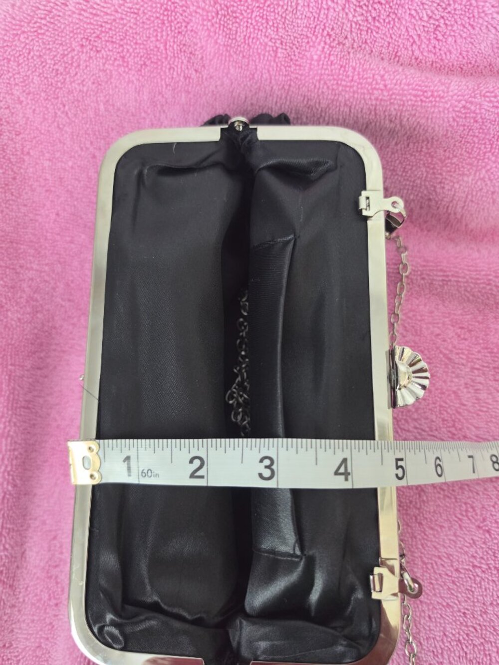 Women's Satin Pleated Evening Clutch Purse w/ Adjustable/Removable Strap - Picture 7 of 9